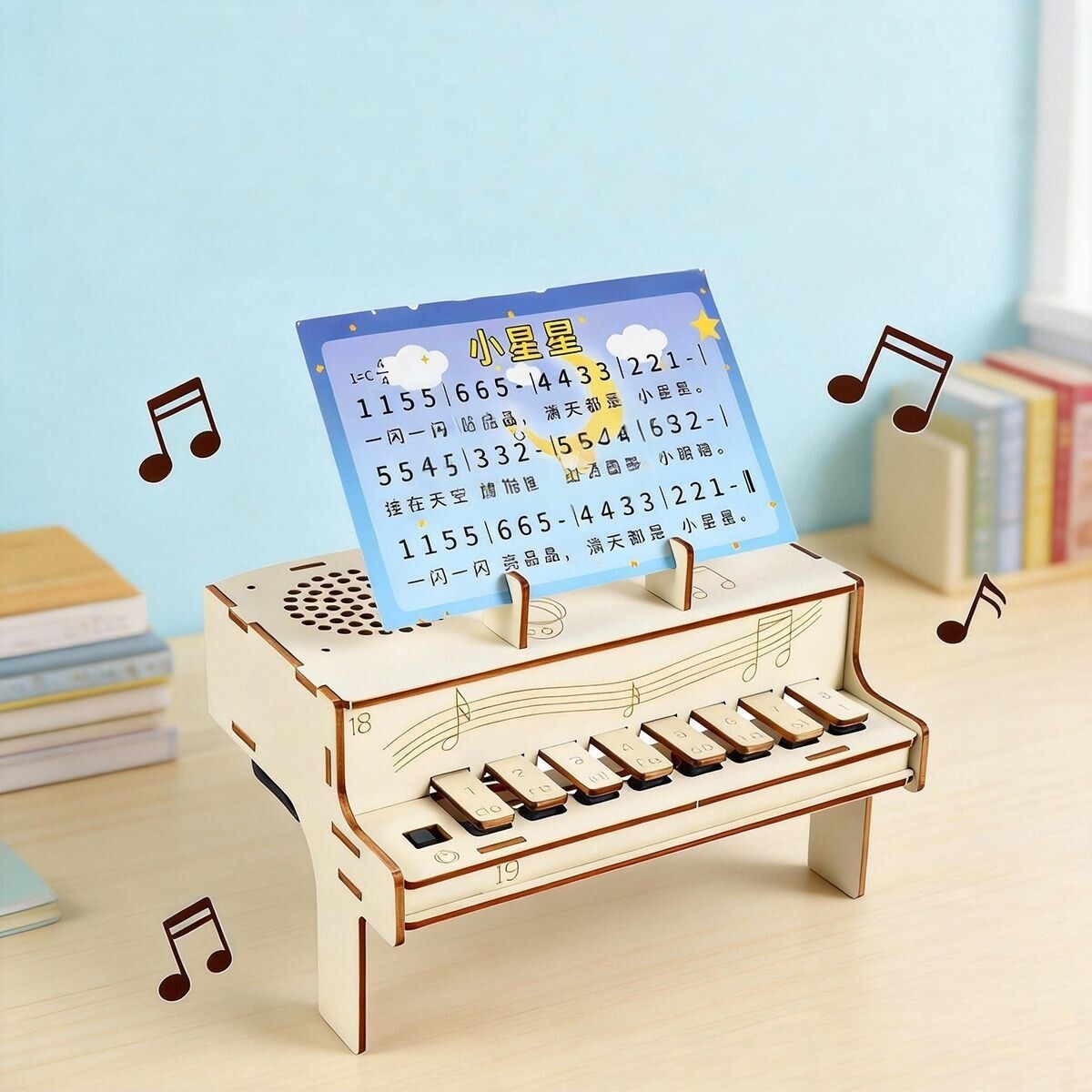 Diy Electronics Learning Kit - DIY houten elektronische pianomodel STEM-montagekit Natuurkunde