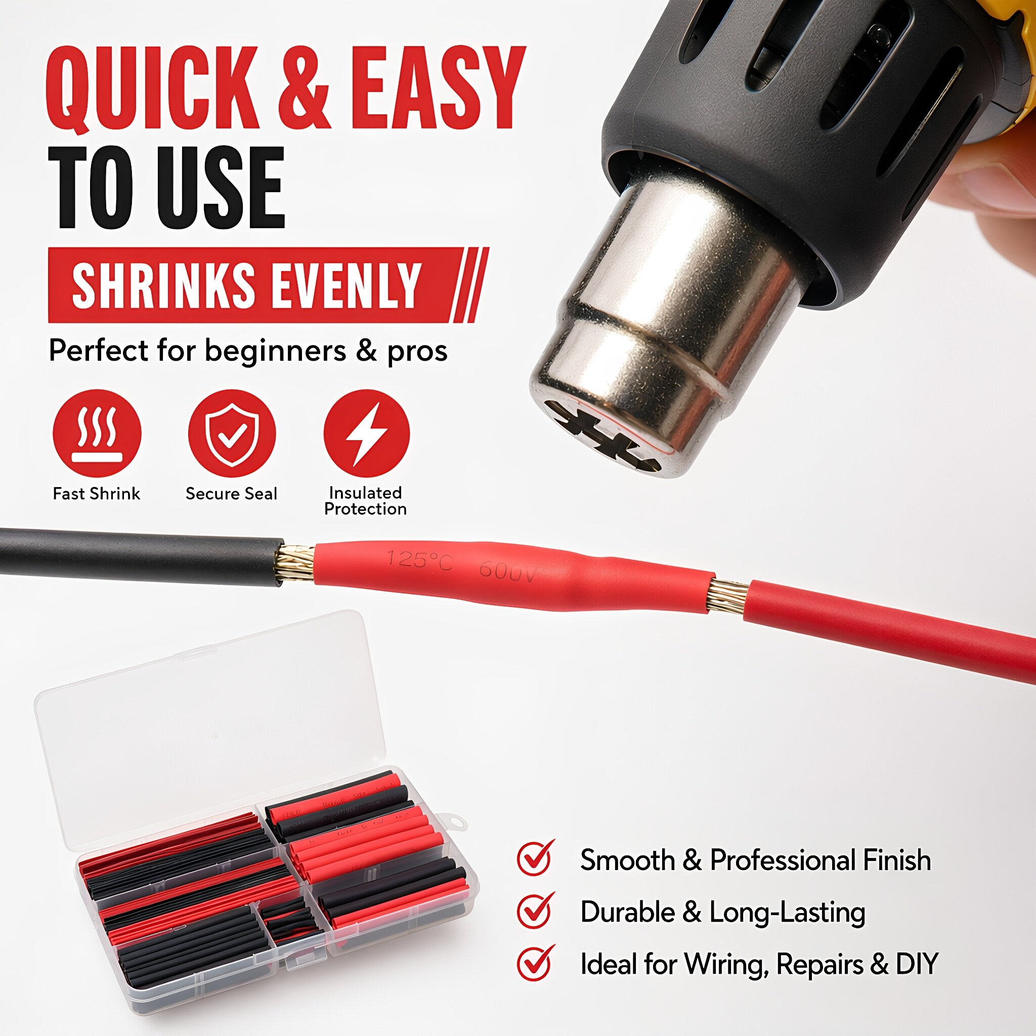 300 stuks krimpkous zwart rood - Heat Shrink Tubing recensie en prijs